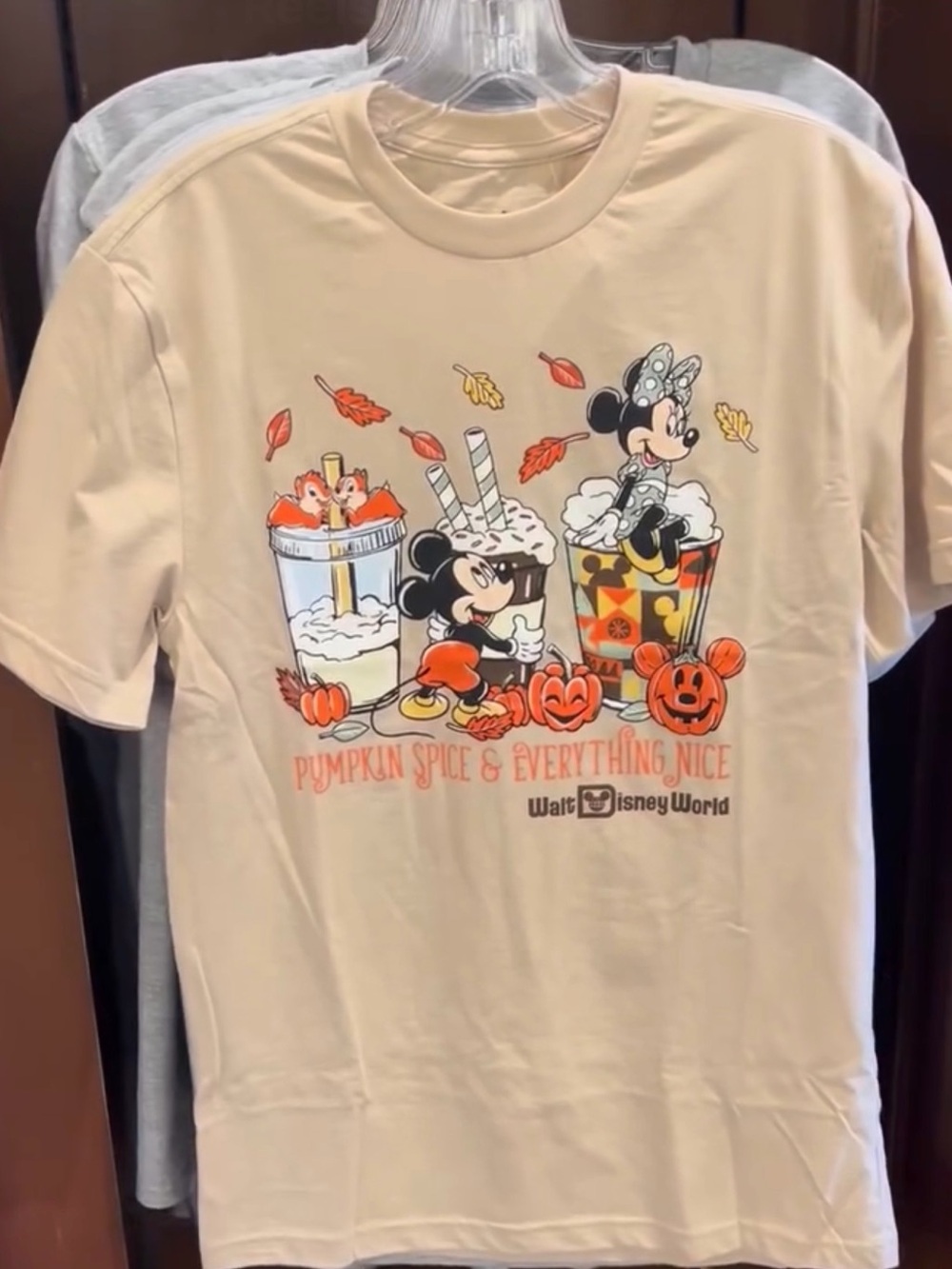 NWT Disney Pumpkin Spice & Everything Nice Beige Short Sleeve Tee